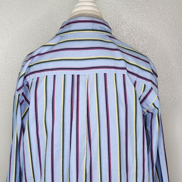 The Echo Unlimited The Classic Woven Shirt Blue Stripe Button Down Size Large - Picture 7 of 10